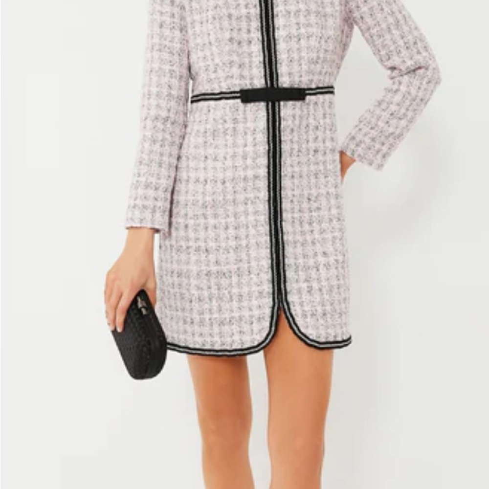 Pomander Place Pink and Black Tweed Mini Dress
